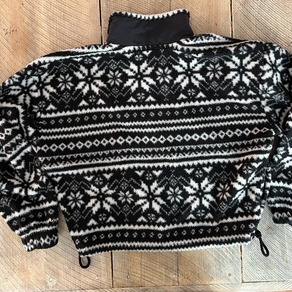 DSG Fair Isle Small Quarter Zip Black&White Snowflake Patterned Women's Fleece - Picture 9 of 9